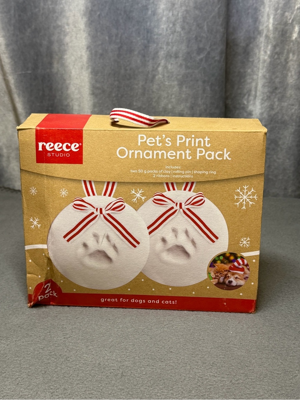 Reece Studio Pet's Print Ornament Pack - White with Red Accents